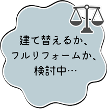 建て替えるか、リフォームするか、検討中…