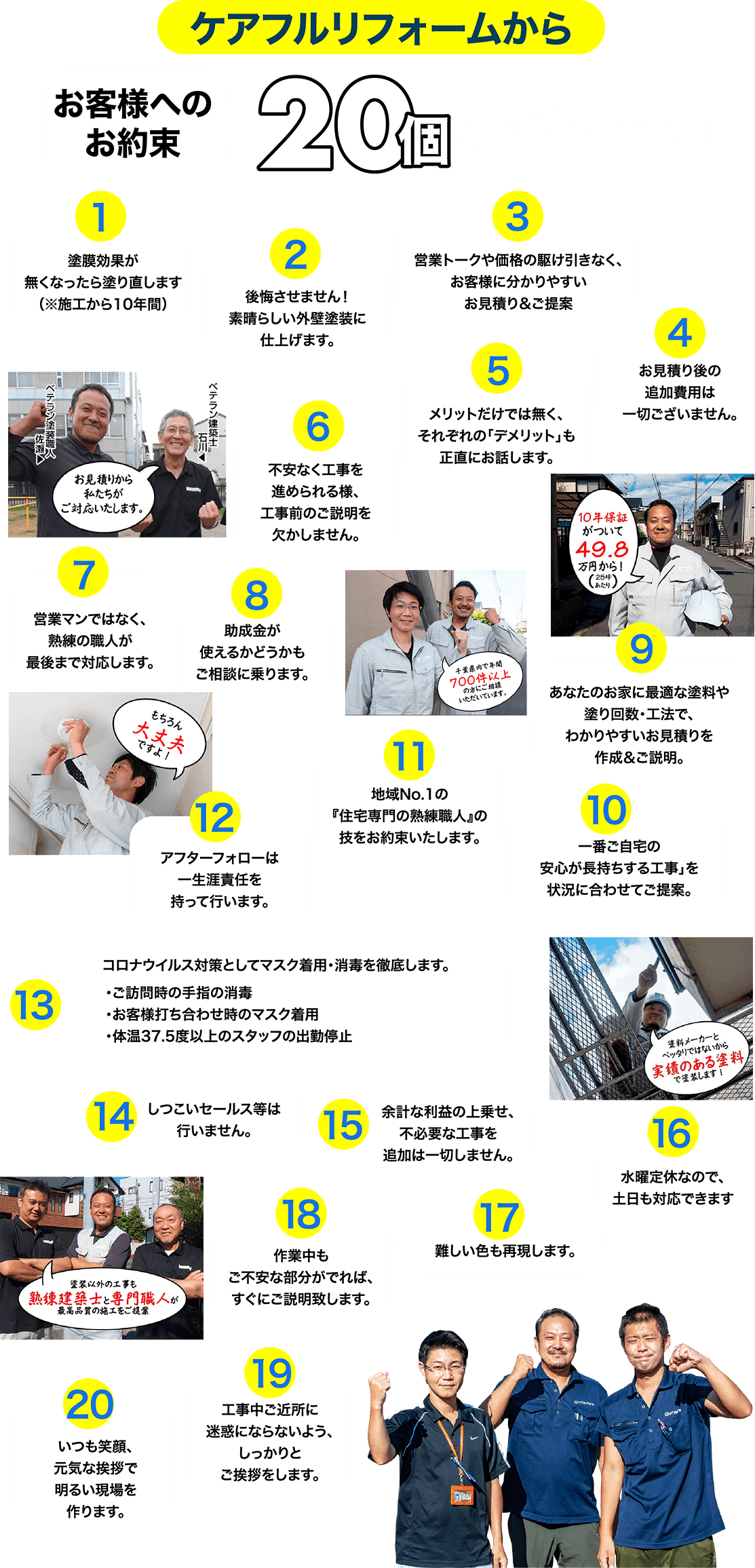 ケアフルリフォームからお客様へのお約束20個必ず守ります！