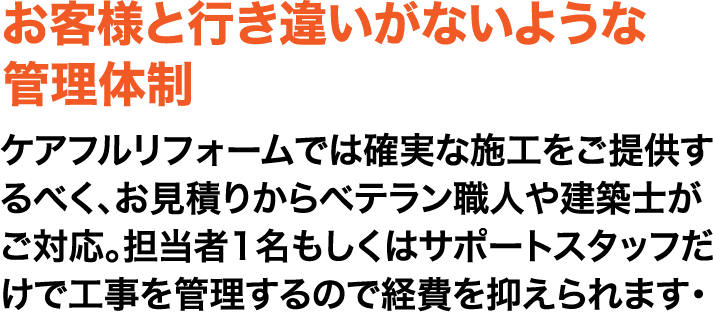 お客様と行き違いが内容な管理体制